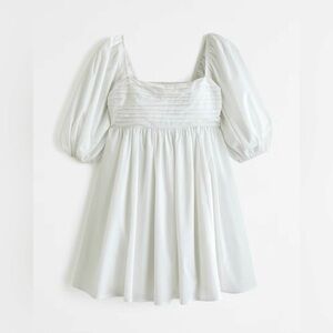ABERCROMBIE & FITCH | Linen Blend White Puff Sleeve Dress